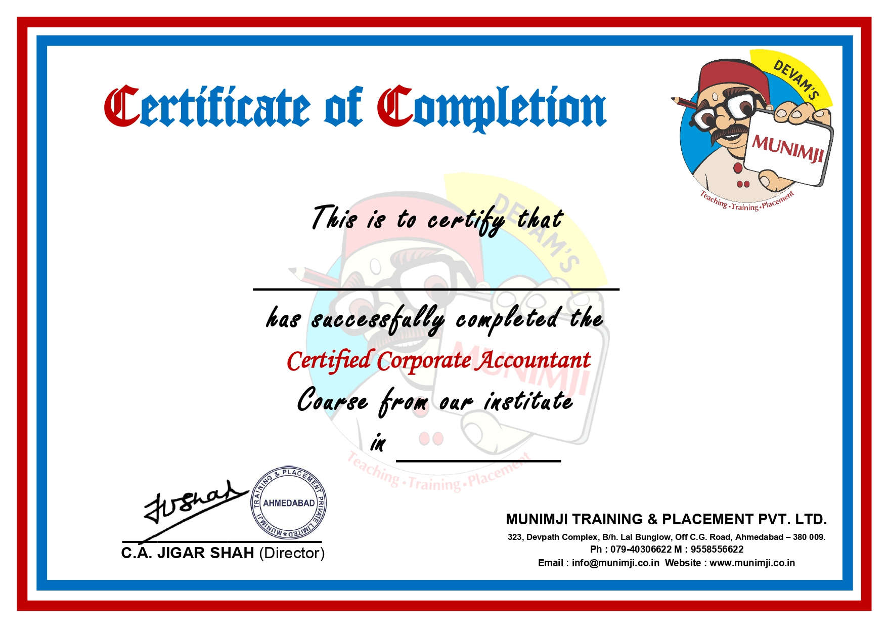 Munimji’s Certification